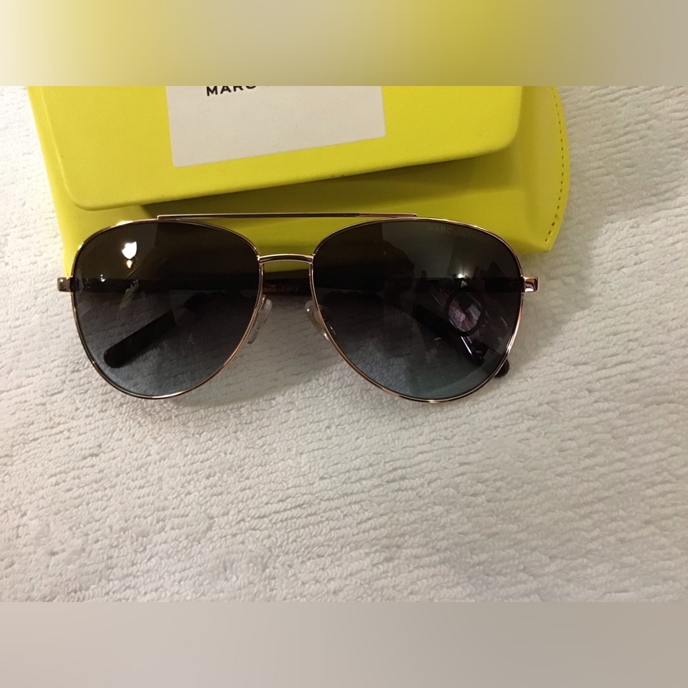 Marc by Marc Jacobs Rose Gold Aviator Sunglasses with Yellow Case
